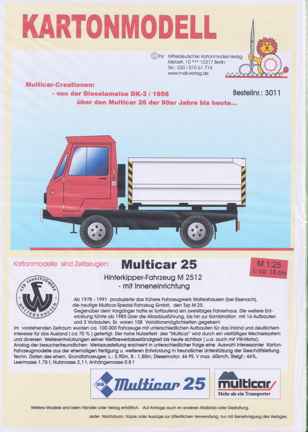 MDK 3011 - Multicar M-2512 Hinterkipper - Maßstab 1:25