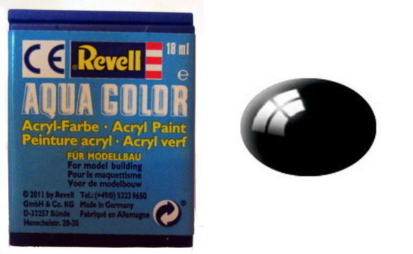 Farbe 07 - schwarz - RAL 9005 - glänzend - Revell Aqua-Color-Acrylfarbe 18ml