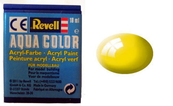Farbe 12 - gelb - RAL 1018 -  glänzend - Revell Aqua-Color-Acrylfarbe 18ml