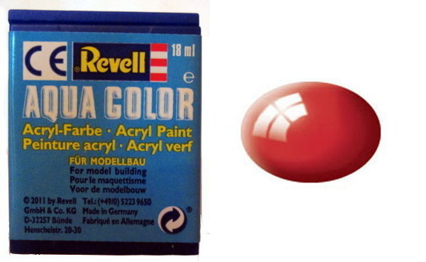 Farbe 31 - feuerrot - RAL 3000 - glänzend - Revell Aqua-Color-Acrylfarbe 18ml