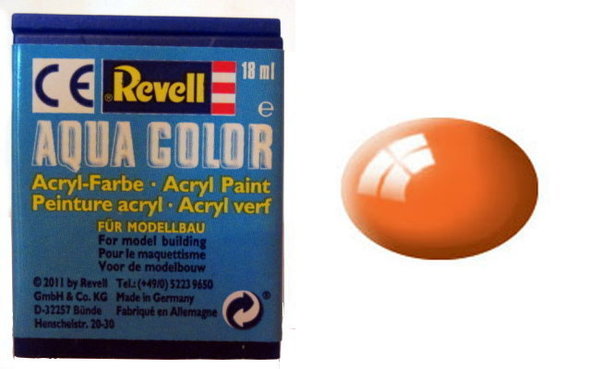 Farbe 30 - orange -  RAL 2004 - glänzend - Revell Aqua-Color-Acrylfarbe 18ml