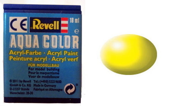 Farbe 312 - Leucht-Gelb - RAL 1026 - seidenmatt - Revell Aqua-Color-Acrylfarbe 18ml
